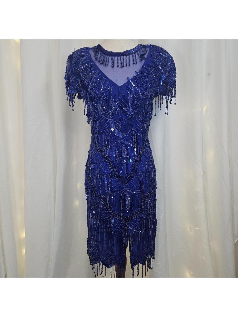 Vintage silk beaded Laurence Kazar dress size PP(PETITE SMALL)